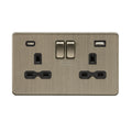 Antique Brass 13A 2G SP Switched Socket with dual USB C+A 5V DC 4.0A [shared] - SFR9940AB image 0