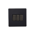 Matt Black Urban Screwless 3 Gang 2 Way Switch XDY3S.MB image 0