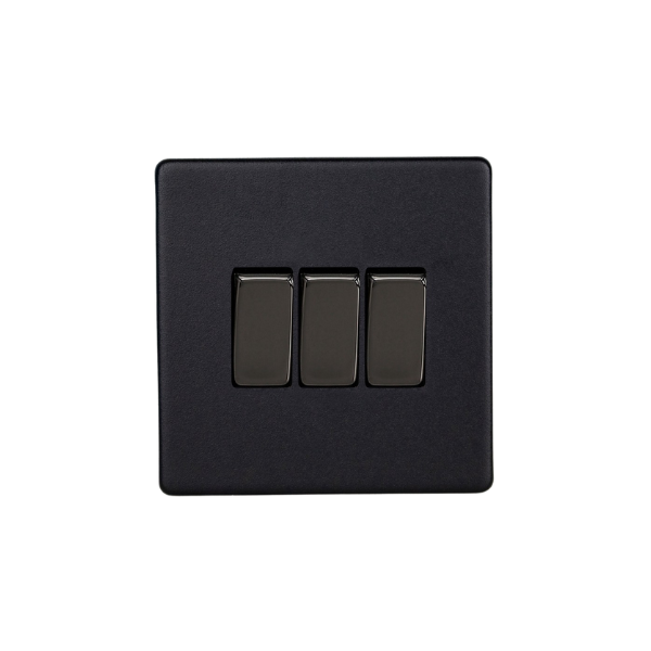 Matt Black Urban Screwless 3 Gang 2 Way Switch XDY3S.MB image 0