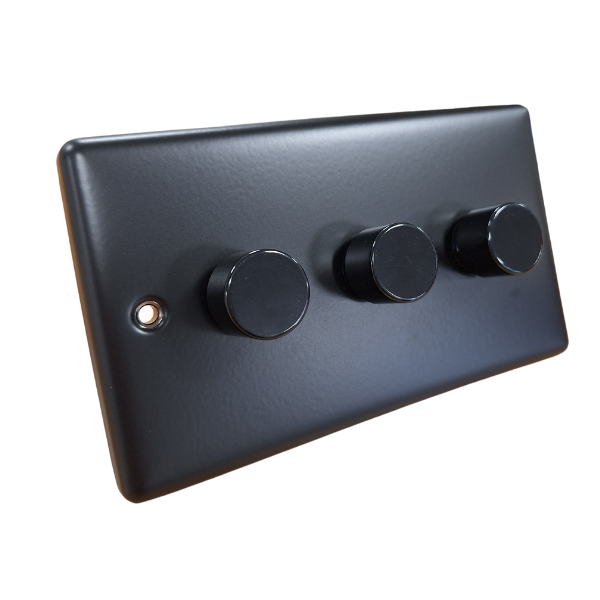 Matt Black 250W 3 Gang Push 2 Way Dimmer - W12MBB image 0