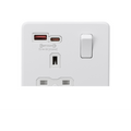 Matt White 13A 1G SP Switched Socket with Dual USB A+C 12V DC 1.5A [Max. 18W] with White Insert - SFR9919MW image 0