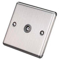 Brushed Steel 1 Gang TV Coaxial Outlet – W42BSG image 0
