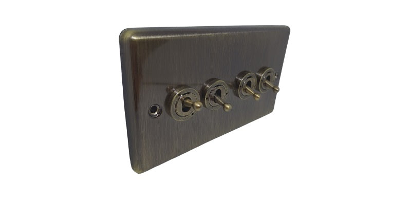 Windsor Antique Brass 20AX 4 gang 2 way Toggle switch - W19AB image 0