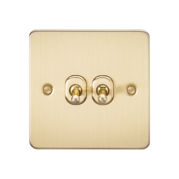 Brushed Brass 10AX 2G 2-way Toggle Switch - FP2TOGBB image 0