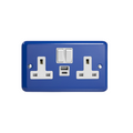 Reflex Blue 2-Gang 13A Single Pole Switched Socket with 1x USB A & 1x USB C Charging Ports XY5UACW.RB image 0
