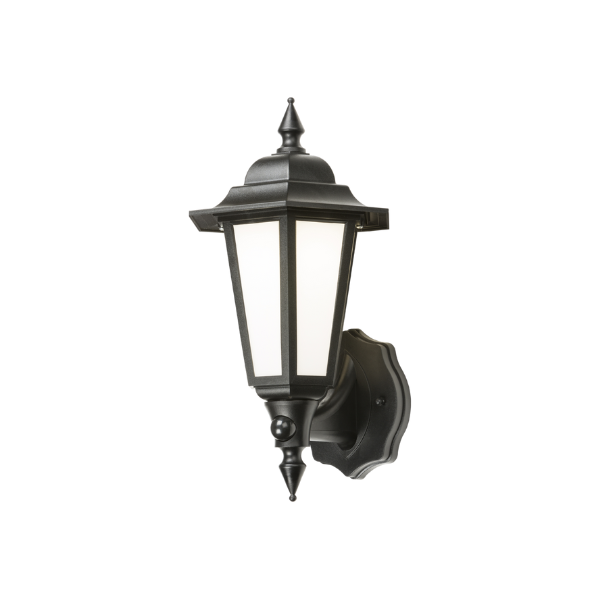 230V IP54 8W LED Wall Lantern with Daylight Sensor LANT1BKP - Black image 0