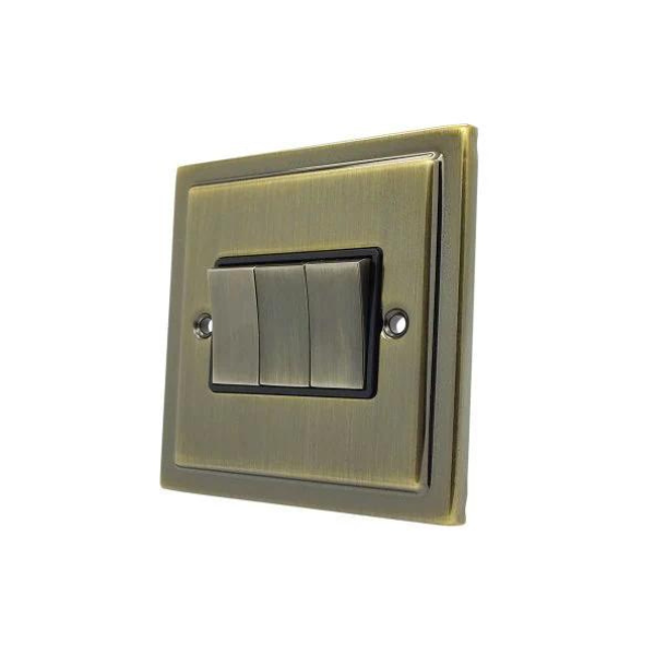Antique Brass 3 Gang Treble 10a Light Switch R03AB image 0