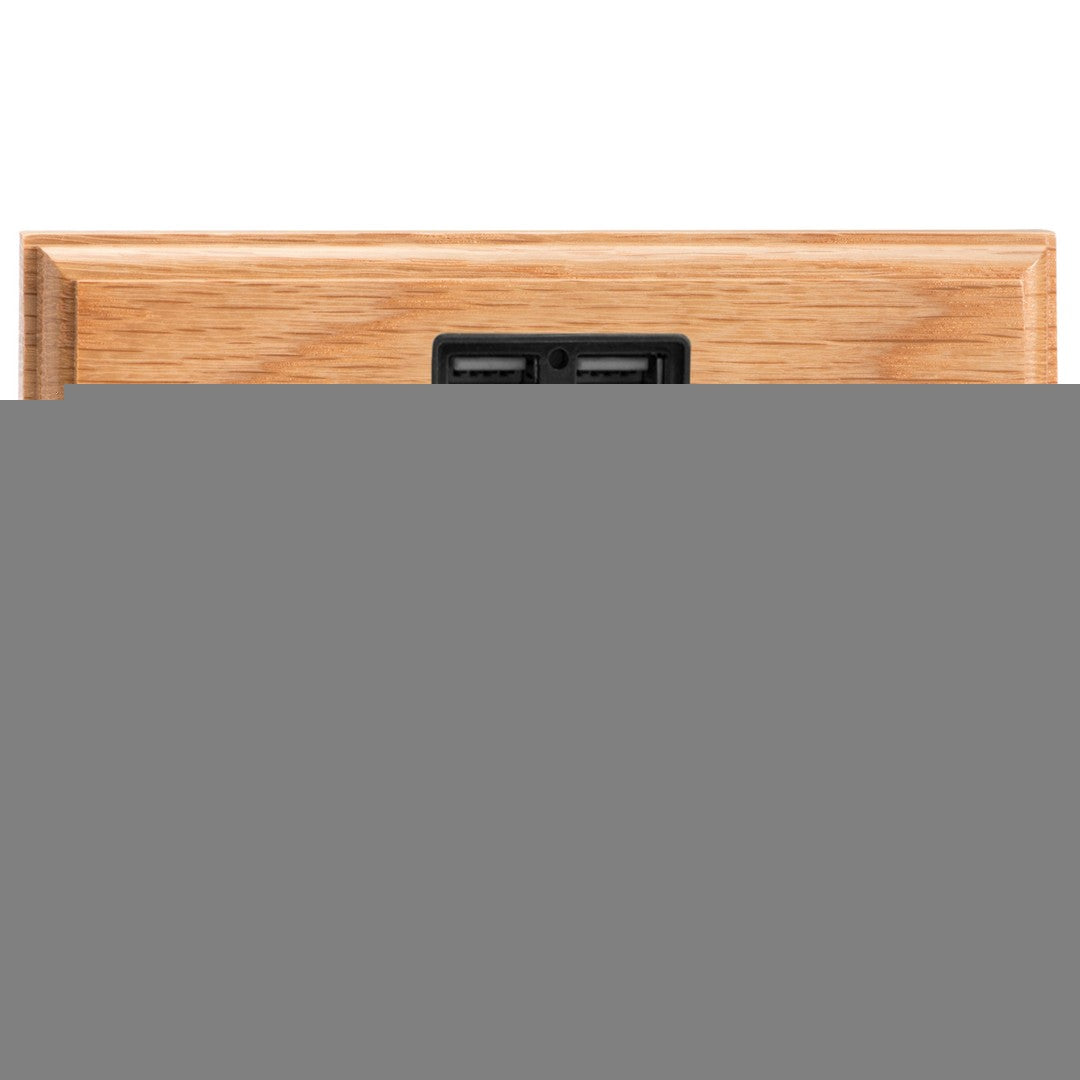 Varilight Kilnwood 2-Gang 13A Unswitched Socket with 2 x 12W Shared USB A Charging Ports - XK5U2OB image 0