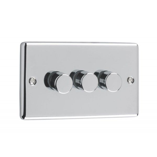 Polished Chrome 3 Gang 250W Dimmer Switch – W12PC image 0