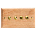 Varilight Kilnwood 4-Gang 10A 1- or 2-Way Toggle Switch (Twin Plate) - XKT9O image 0