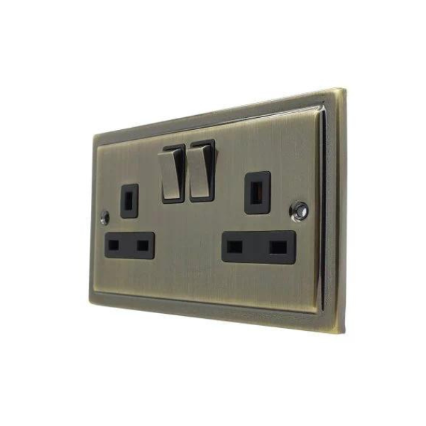 Antique Brass Double 2 Gang 13a Socket R07AB image 0