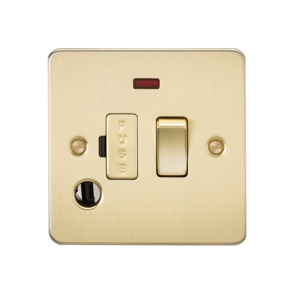 Brushed Brass 13A Switched Fused Spur Unit with Neon & Flex Outlet - FP6300FBB image 0